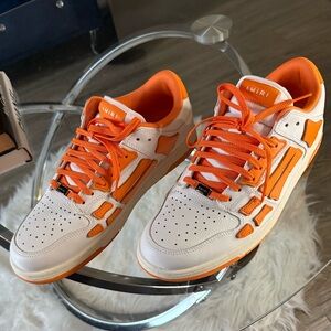 AMIRI White and Orange Leather Low-Top Sneakers